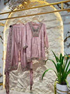 "BLUSH PINK HAND EMBROIDERED SUIT"
