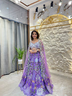 "ROYAL LAVENDER FLORAL EMBROIDERED LEHENGA"