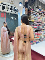 "PEACH BLUSH EMBROIDERED INDO-WESTERN"