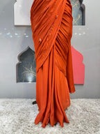 "SUNSET RUST COUTURE DRAPE SAREE"