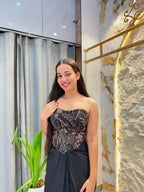 "NOIR SEQUINED DRAPE INDO WESTERN"