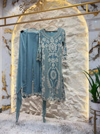 "ELEGANT TEAL BLUE EMBROIDERED SUIT"