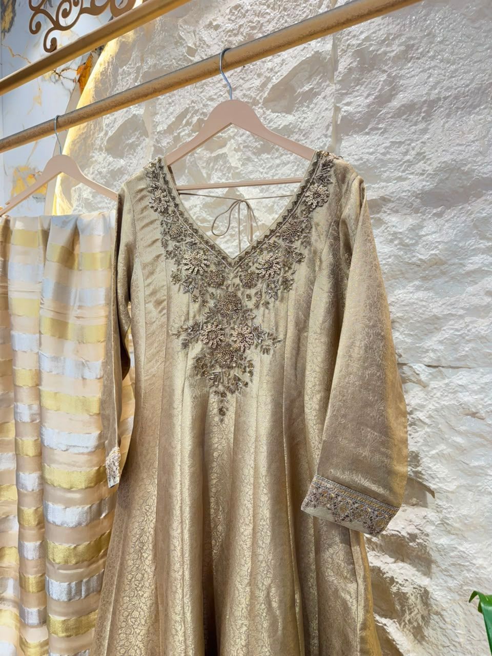 "CHAMPAGNE REGAL EMBROIDERED ANARKALI"