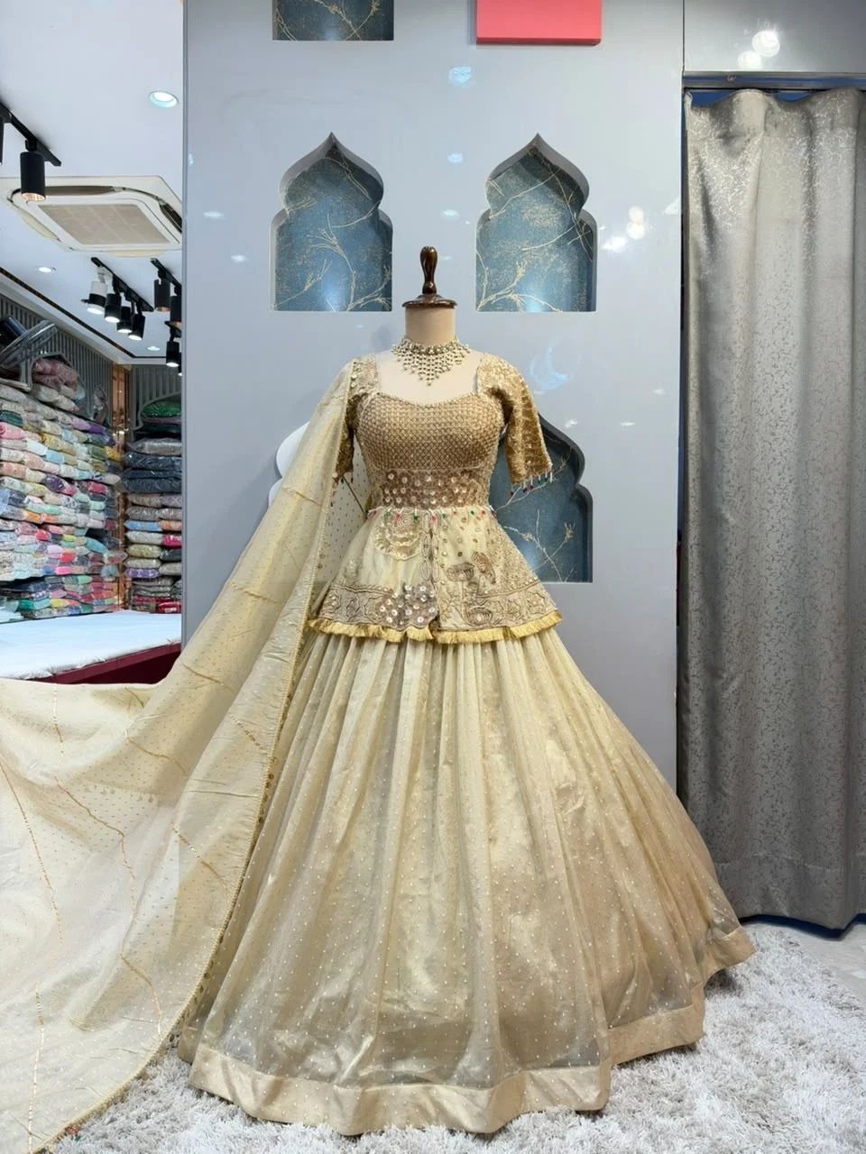 "CHAMPAGNE GOLD EMBROIDERED LEHENGA"