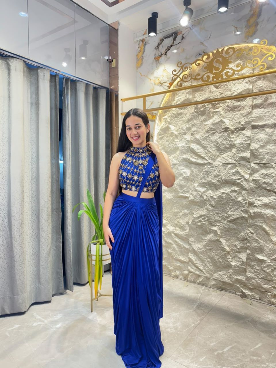"ROYAL SAPPHIRE DRAPE SAREE"
