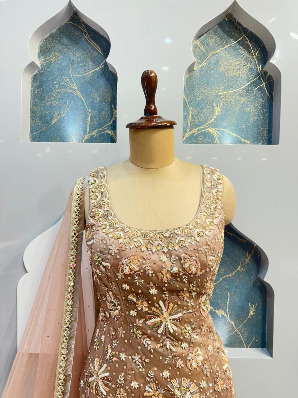 "CHAMPAGNE BLOSSOM EMBROIDERED SHARARA"