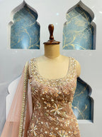 "CHAMPAGNE BLOSSOM EMBROIDERED SHARARA"