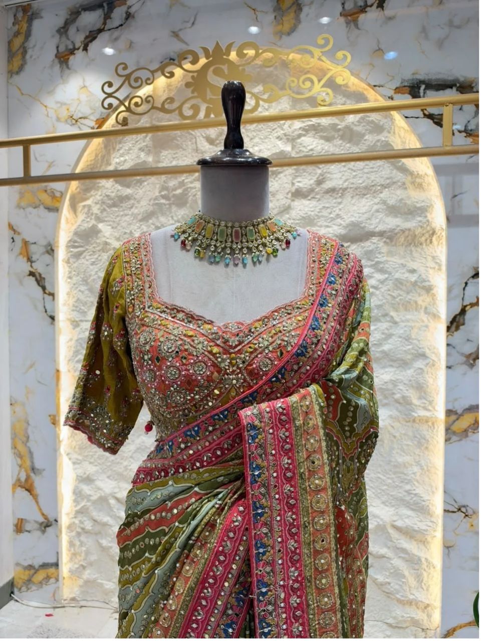 "ROYAL OLIVE GREEN SAREE"