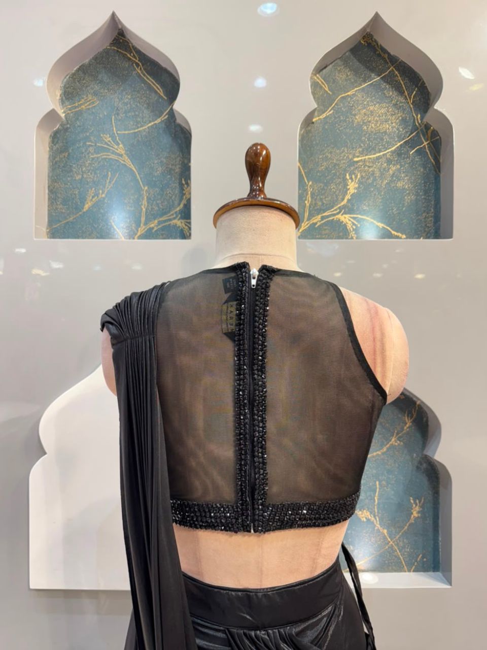 "MIDNIGHT BLACK SWQUIN DRAPE SAREE"