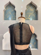 "MIDNIGHT BLACK SWQUIN DRAPE SAREE"