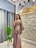 "DUSTY MAUVE AND GOLD EMBROIDERED SHARARA"