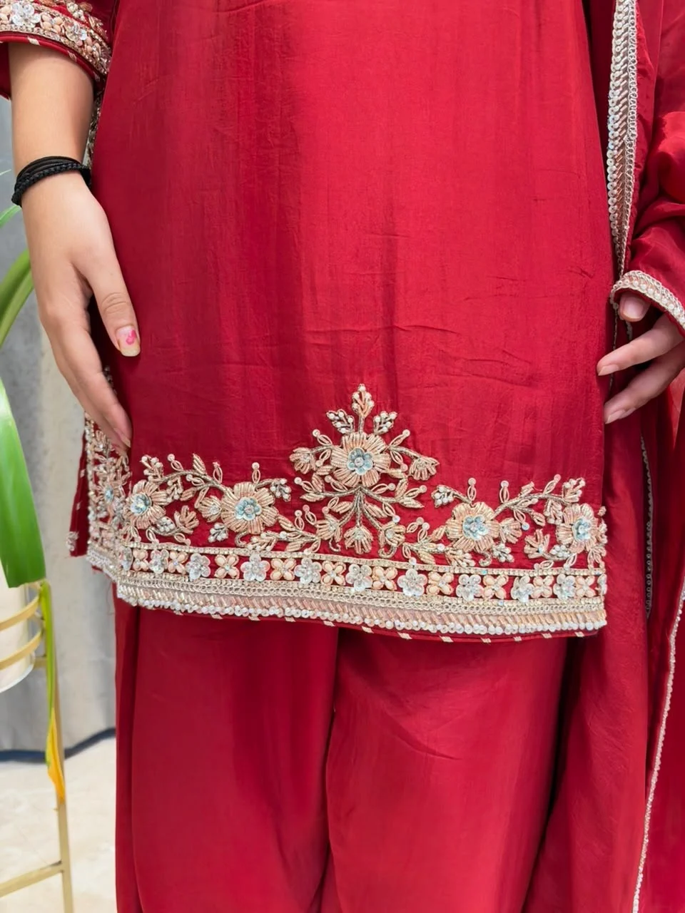 "ROYAL MAROON EMBROIDERED SUIT"