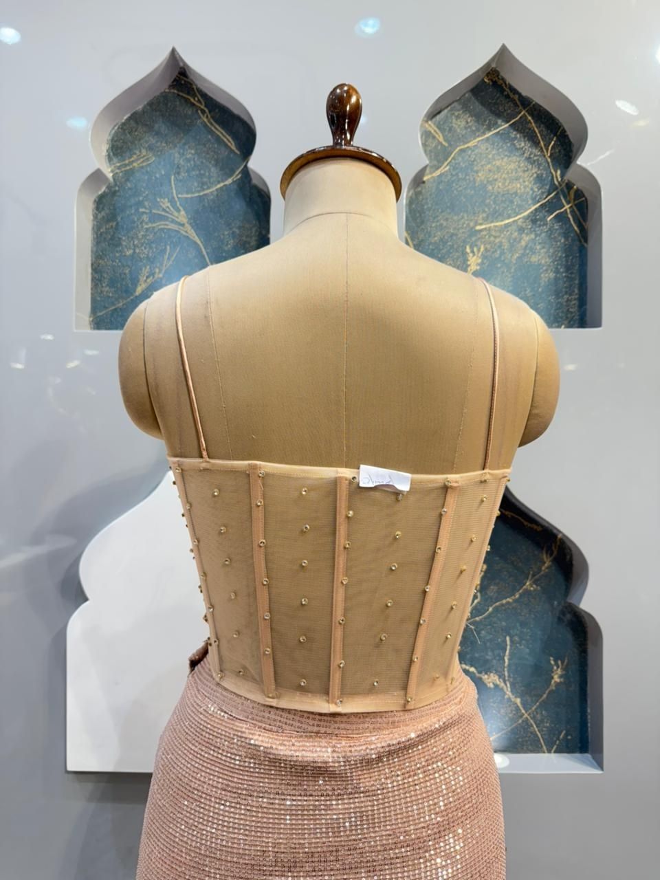 "CHAMPAGNE CRYSTAL DRAPED INDO-WESTERN"