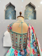 "AQUA FLORAL SYMPHONY LEHENGA"