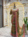 "ROYAL OLIVE GREEN SAREE"