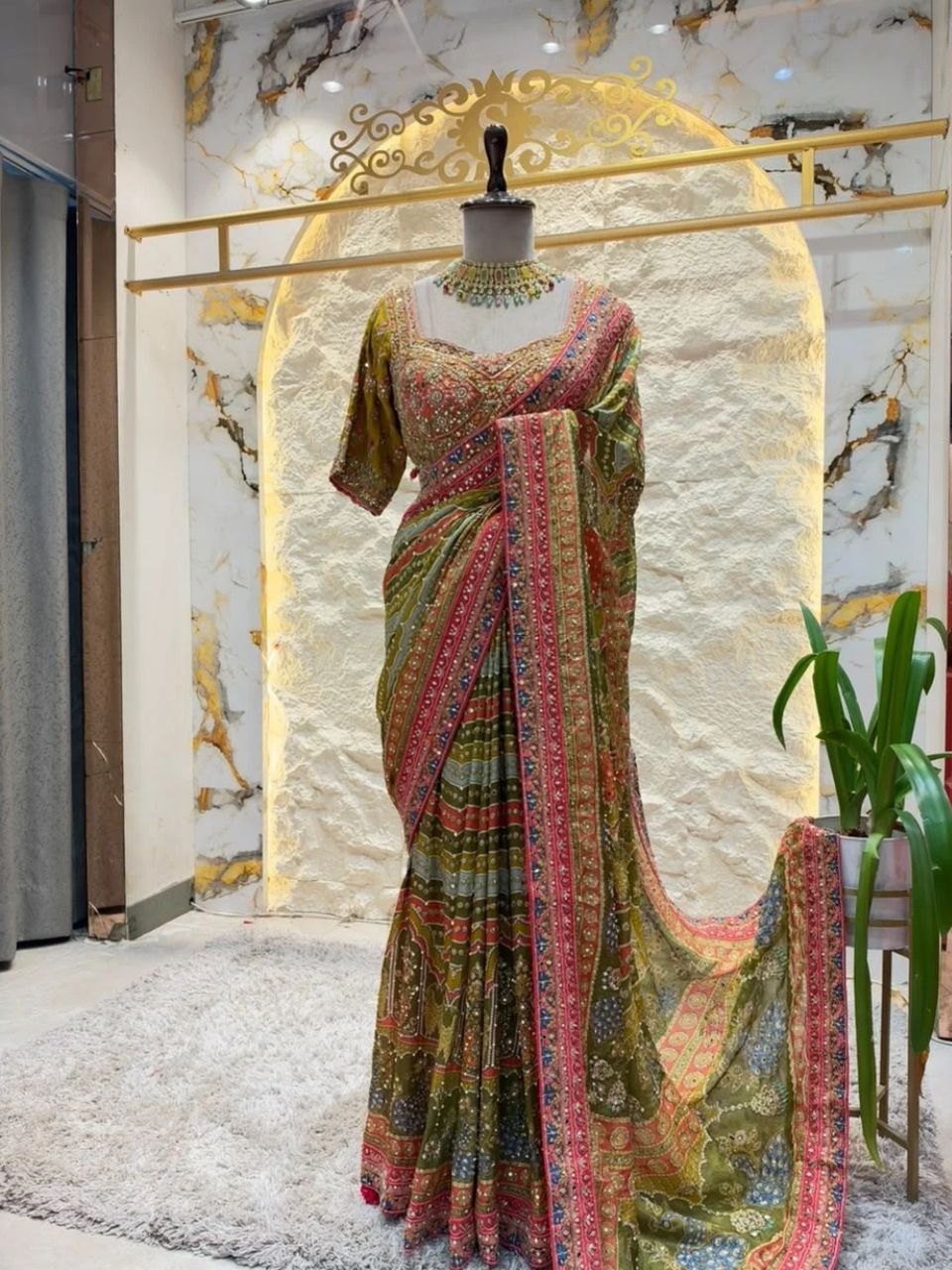 "ROYAL OLIVE GREEN SAREE"