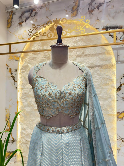 "ETHEREAL BLUE EMBROIDERED INDOWESTERN"