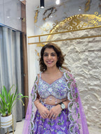 "ROYAL LAVENDER FLORAL EMBROIDERED LEHENGA"