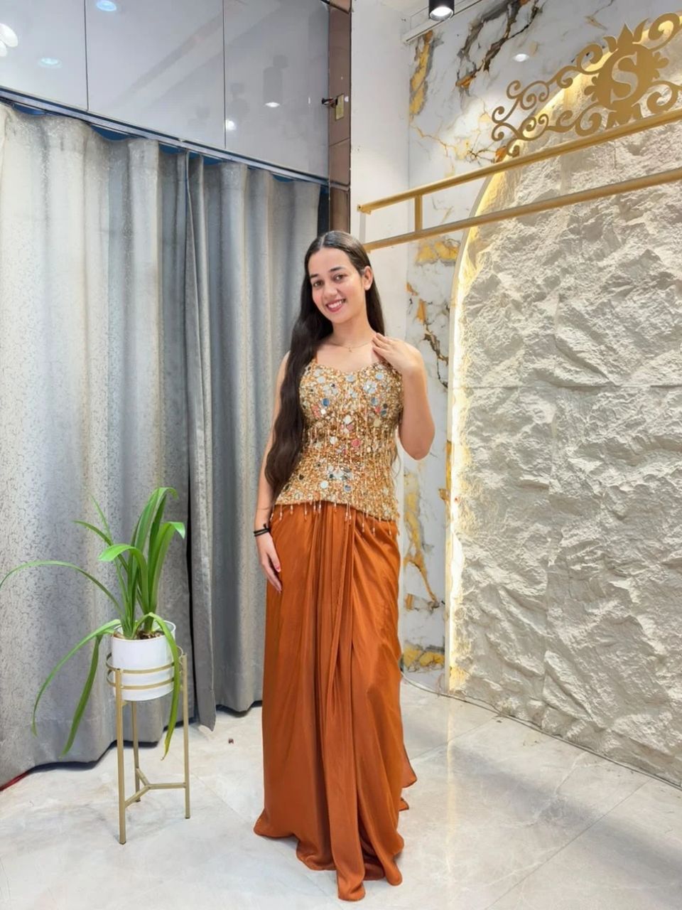 "RUSTY GLAM MIRRORWORK INDO-WESTERN"