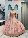 "BLUSH ROSE REGAL EMBROIDERED LEHENGA"