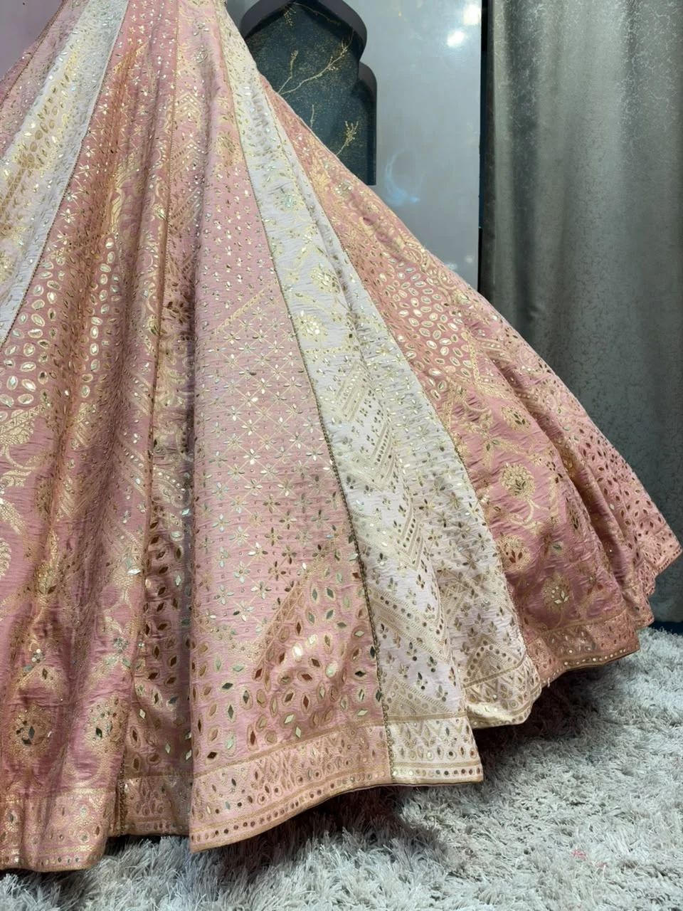 "BLUSH PEACH FLORAL EMBROIDERED LEHENGA"