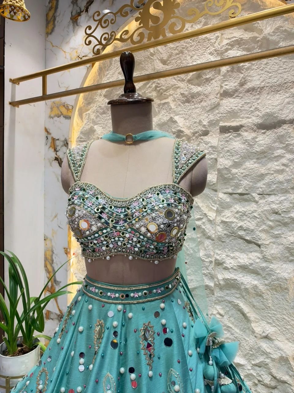 "TURQUOISE BLOOM EMBELLISHED LEHENGA"