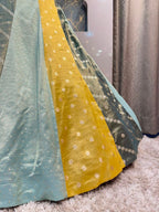 "EMERALD MIST EMBROIDERED PANELLED LEHENGA"
