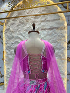 "ROSY BLUE OMBRE EMBROIDERED LEHENGA"