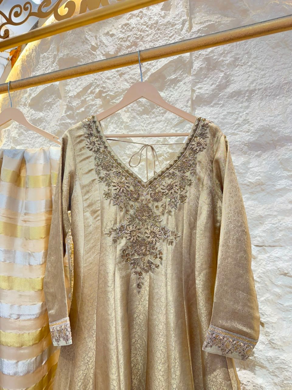 "CHAMPAGNE REGAL EMBROIDERED ANARKALI"