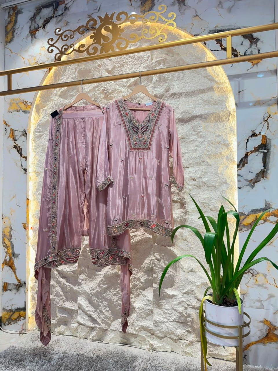 "BLUSH PINK HAND EMBROIDERED SUIT"