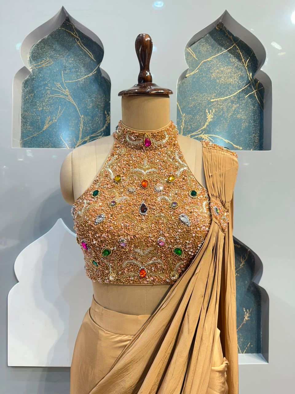 "CHAMPAGNE NOOR DRAPE SAREE"