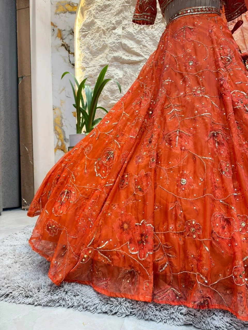 "ROYAL ORANGE BRIDAL LEHENGA"
