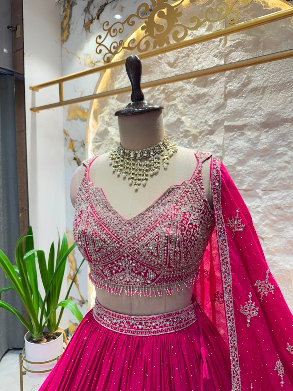 "RANI PINK REGAL BLOOM LEHENGA"