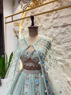 "CELESTIAL MINT BLOOM LEHENGA"