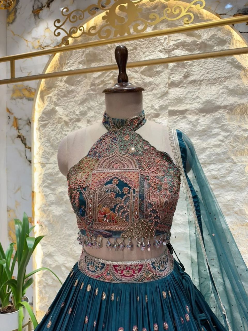 "MIDNIGHT BLUE & BLUSH PINK ROYAL EMBROIDERED LEHENGA"