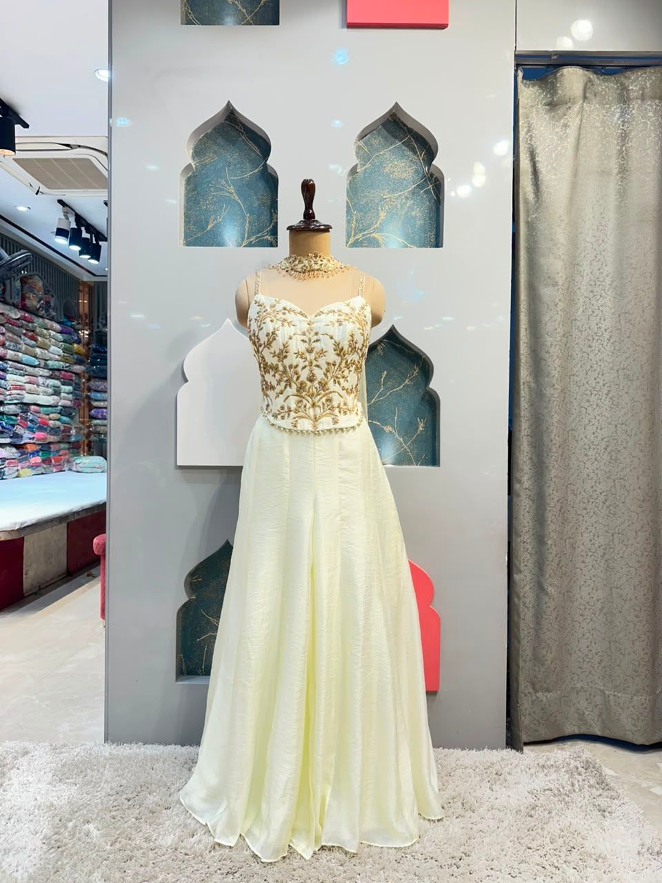 "PEARL WHITE CORSET STYLE INDO-WESTERN"