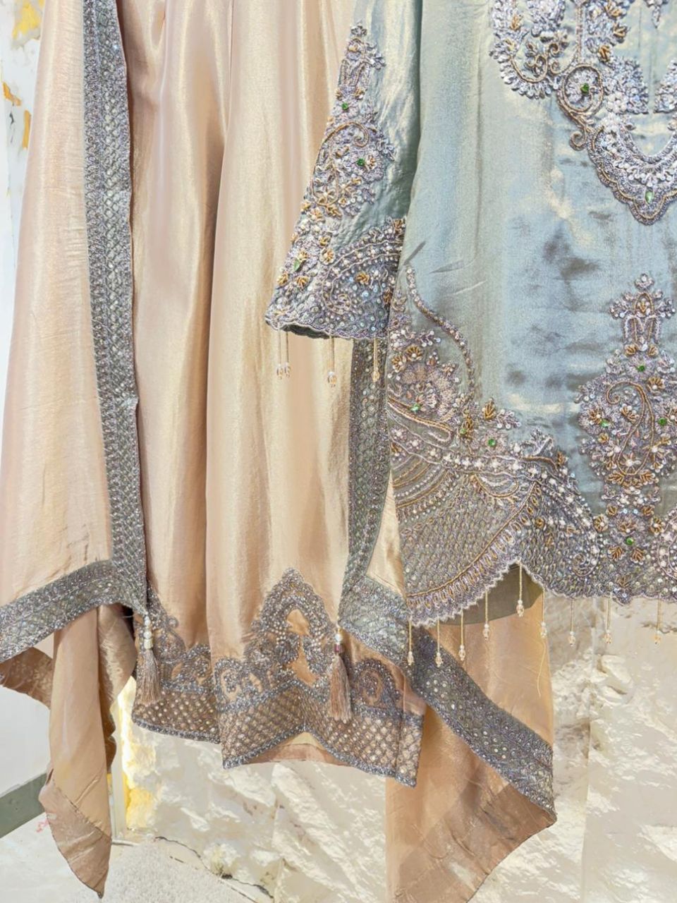 "SAGE ELEGANCE HAND EMBROIDERED SUIT"