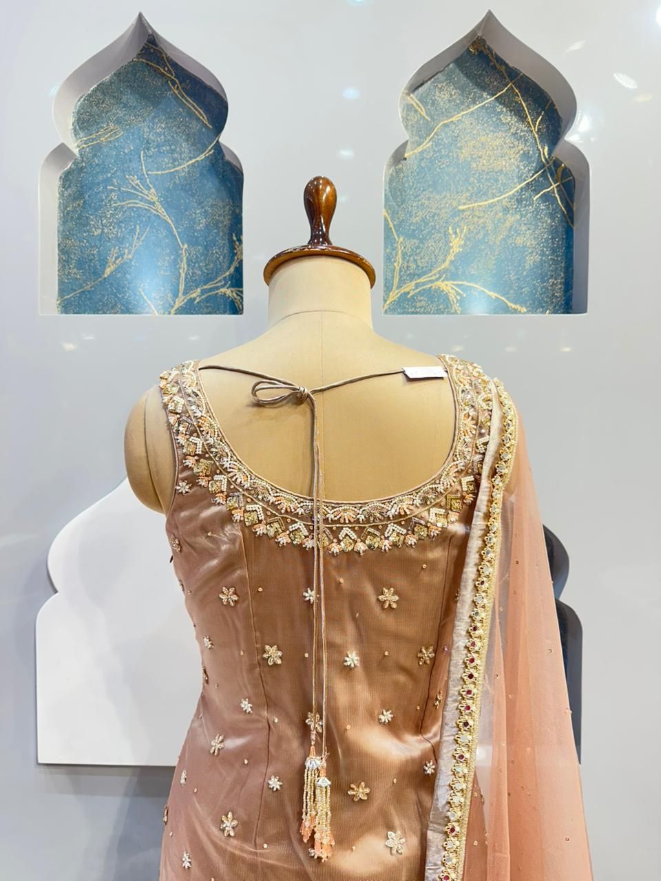 "CHAMPAGNE BLOSSOM EMBROIDERED SHARARA"