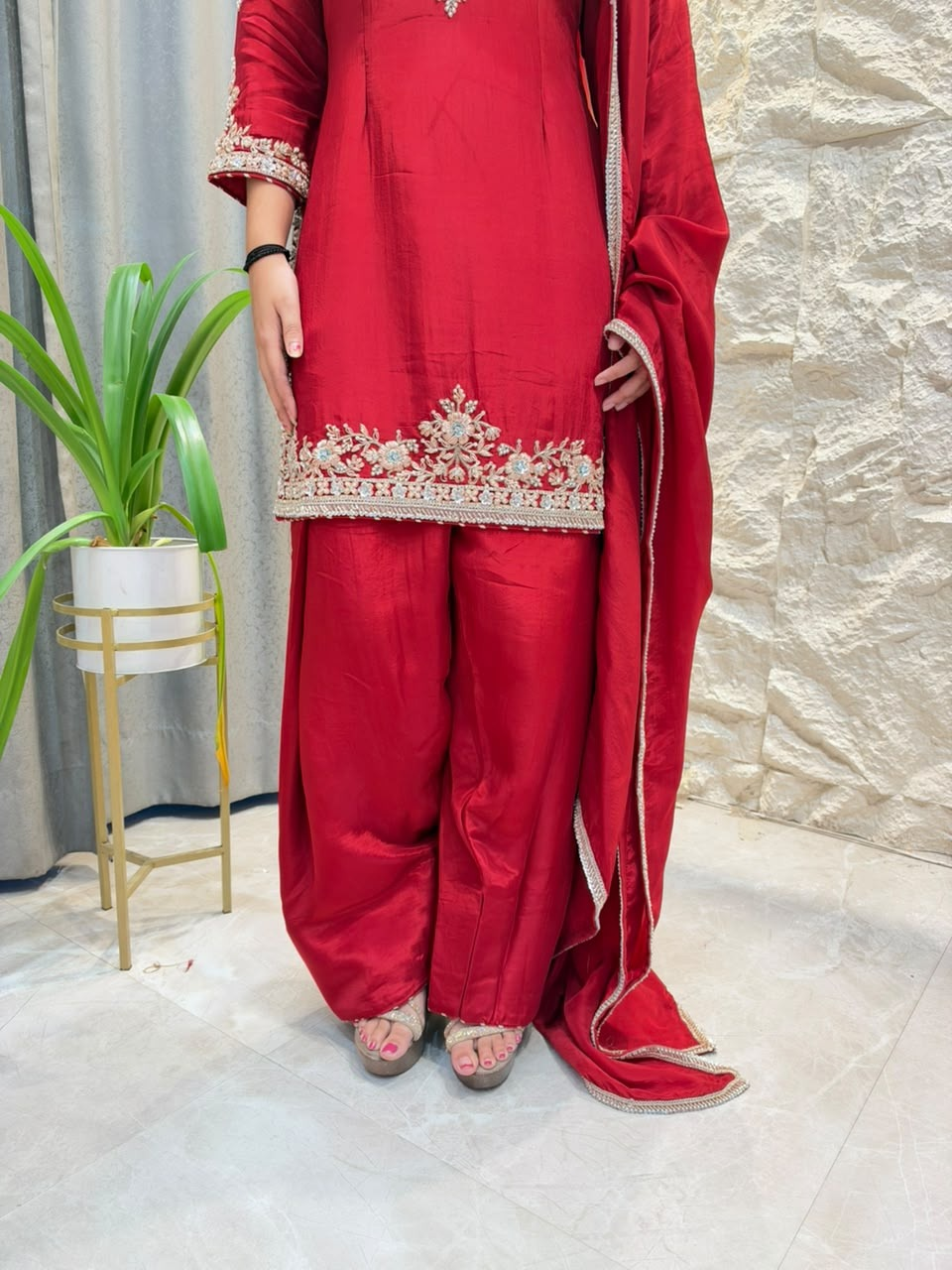 "ROYAL MAROON EMBROIDERED SUIT"