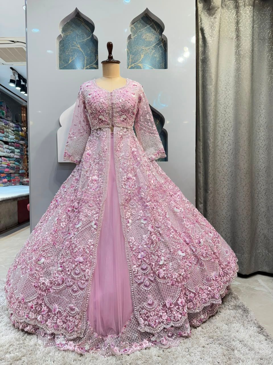 "PINK PEARL EMBROIDERED LEHENGA"