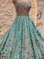 "TURQUOISE BLOOM EMBELLISHED LEHENGA"
