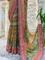"ROYAL OLIVE GREEN SAREE"