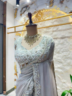 "SILVER MIST EMBELLISHED SAREE"