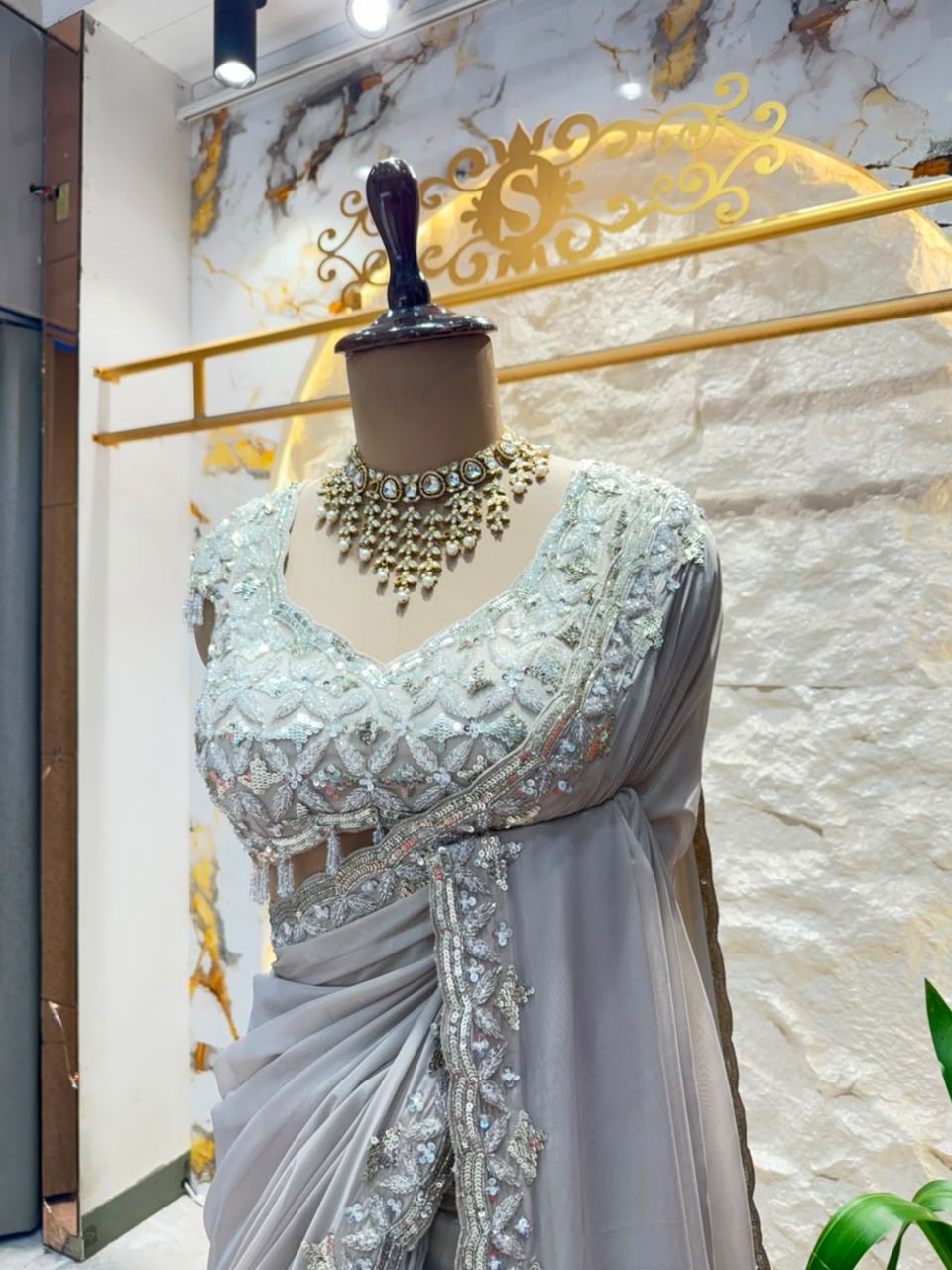 "SILVER MIST EMBELLISHED SAREE"