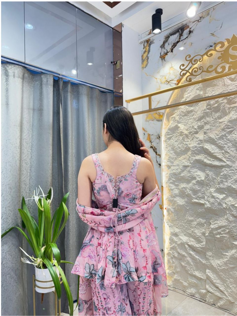 "BLUSH BLOOM PRINTED SHARARA INDO-WESTERN"