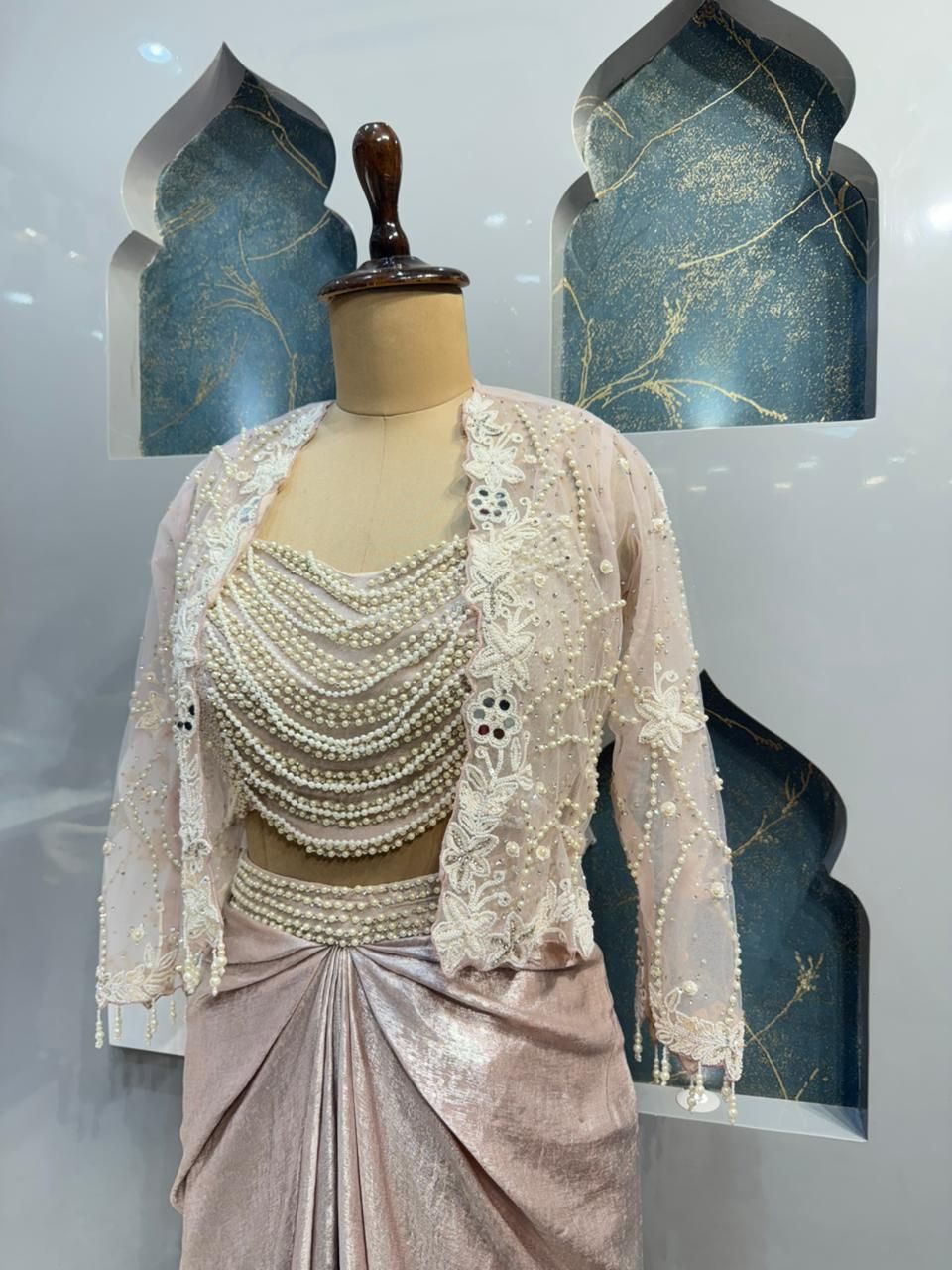 "BLUSH PEARL DRAPE INDO-WESTERN"