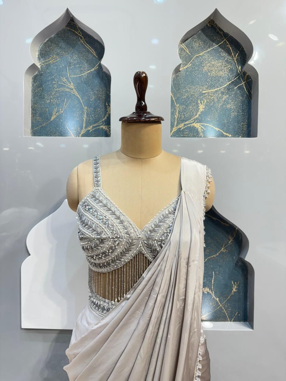 "IVORY RADIANCE DRAPE SAREE"