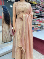 "PEACH BLUSH EMBROIDERED INDO-WESTERN"