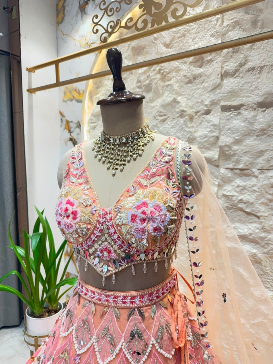 "BLUSH ROYALE MIRRORWORK LEHENGA"