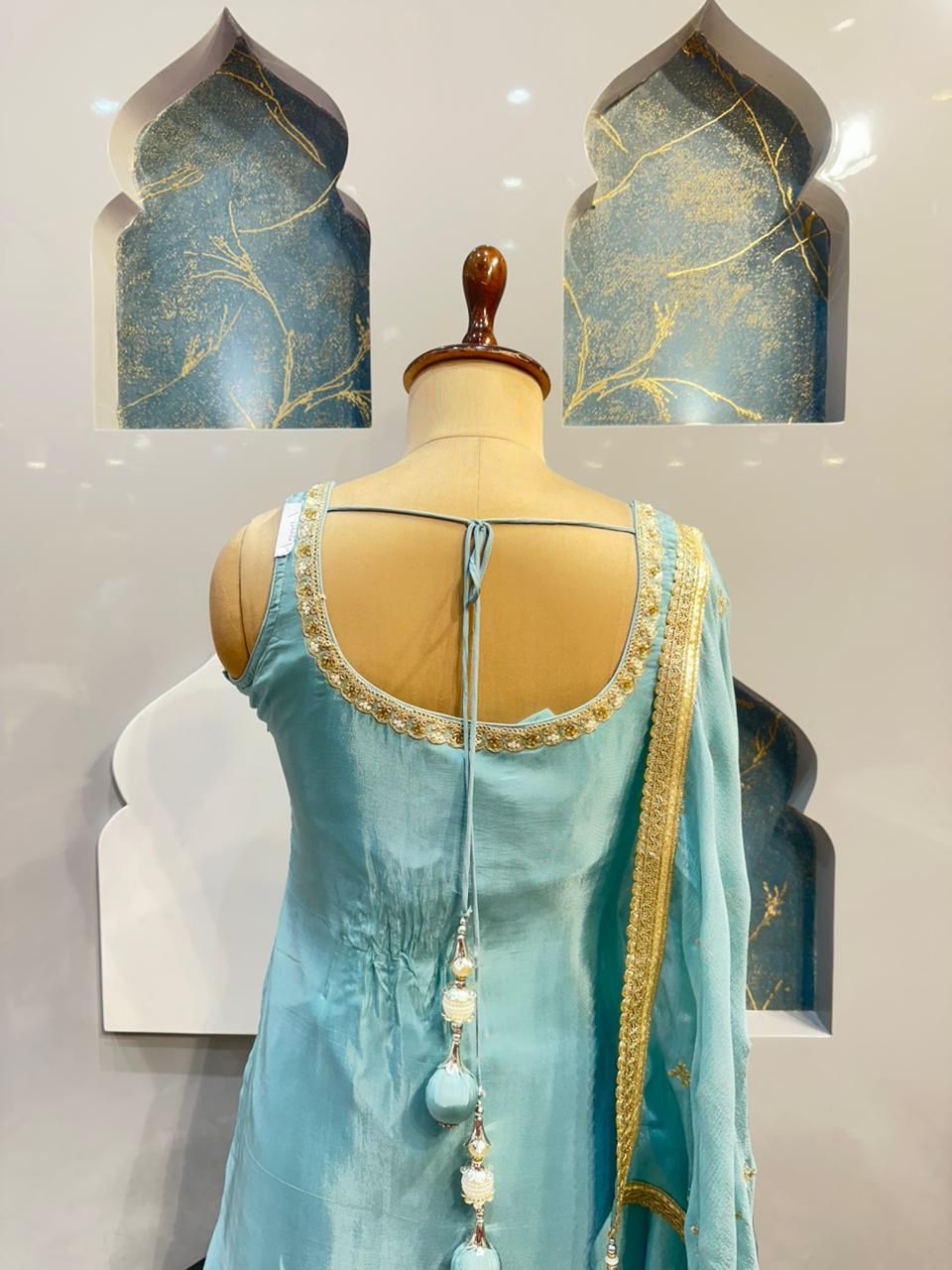 "SKY BLUE ZARI ELEGANCE SHARARA"